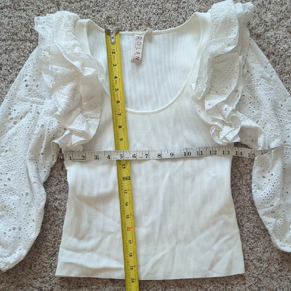 Anthropologie Dolan White Eyelet Ruffle Blouse M